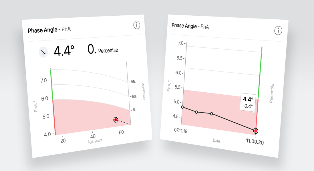 The phase angle provides insights into the quantity and quality of metabolically active cells.