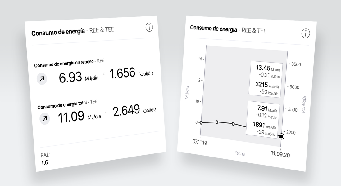 Gasto energético en reposo (GER) basado en la composición corporal y el gasto energético total (GET) resultante, calculado utilizando el nivel de actividad física (NAF)
